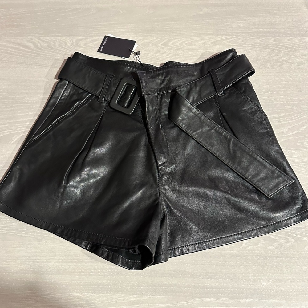NWT Marissa Webb Black Leather Shorts 2